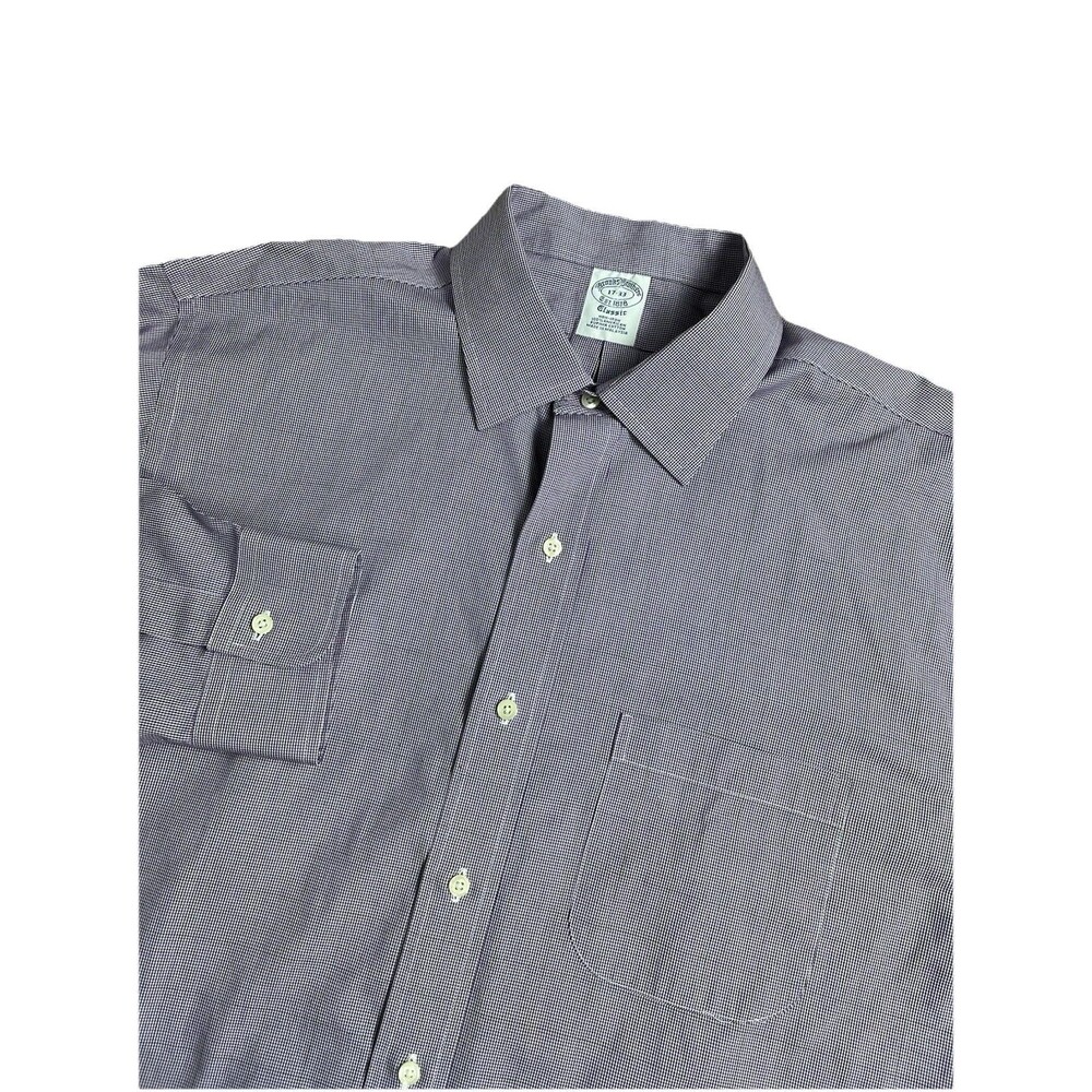 Brooks Brothers 1818 Supima Cotton Shirt 17 33 Non Iron‎ Purple Houndstooth